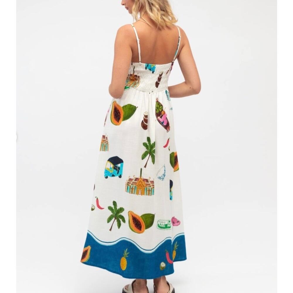 PAPER HEART Smocked Thailand Printed Maxi Dress Medium M - Picture 2 of 11